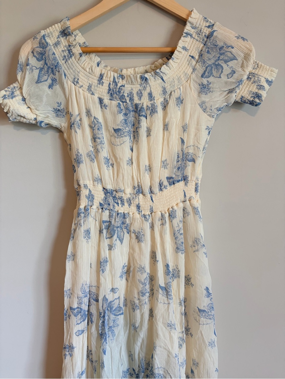 Lucchese Blue Floral Off-Shoulder Maxi Dress - Picture 3 of 7